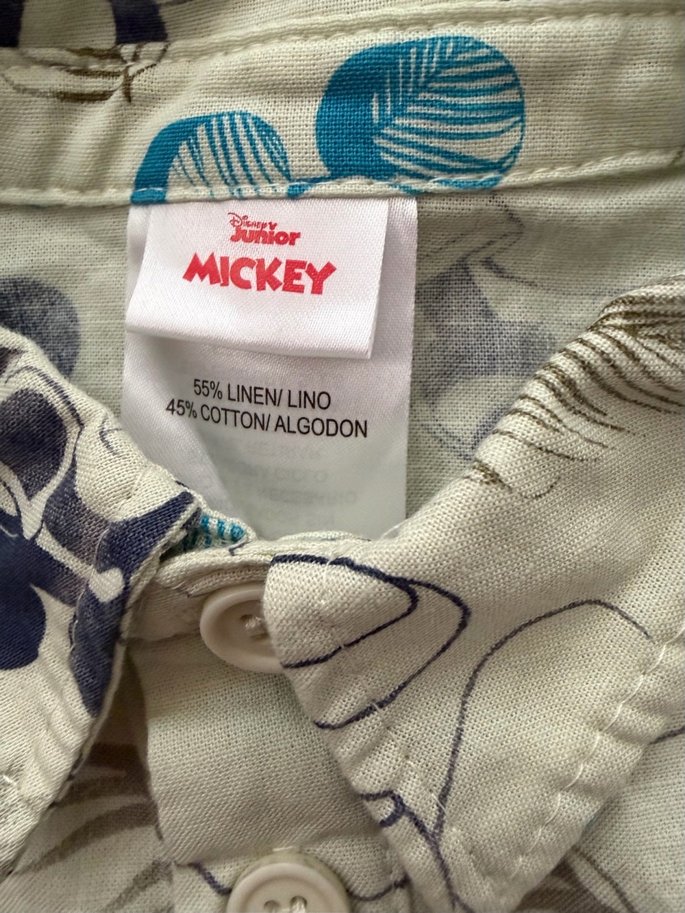 Disney Junior Mickey Mouse Tropical Hawaiian Shirt Size 3T Button Down Boys - Picture 4 of 6
